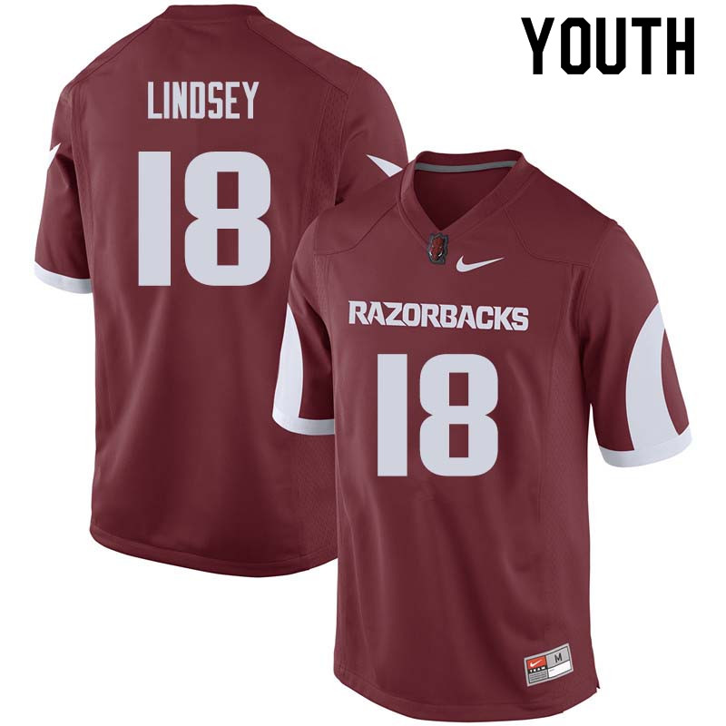Youth #18 Jack Lindsey Arkansas Razorback College Football Jerseys Sale-Cardinal - Click Image to Close